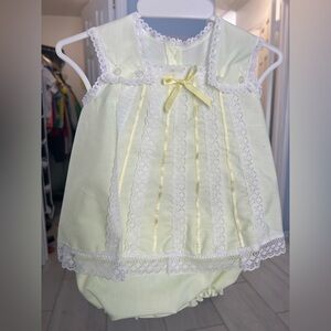 Charming White and Yellow Lace Kids Dress
